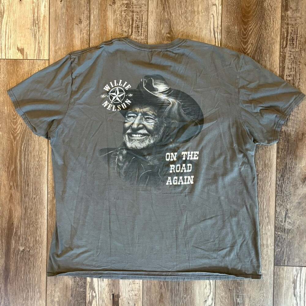Willie Nelson On the Road Again Two Sided Graphic Tee Mens 2XL Country Music